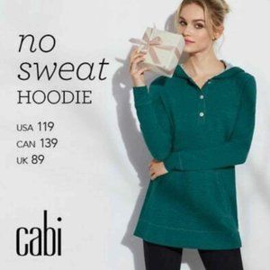 Cabi No Sweat Hooded Tunic #3321 Women M Teal Green Relaxed Fit